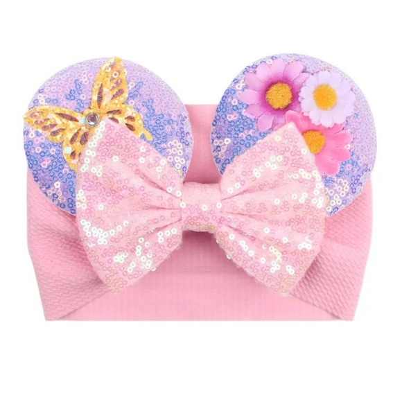 Hand Crafted Other - Minnie Mickey Mouse Ear Headband Pink Baby Headwrap NEW